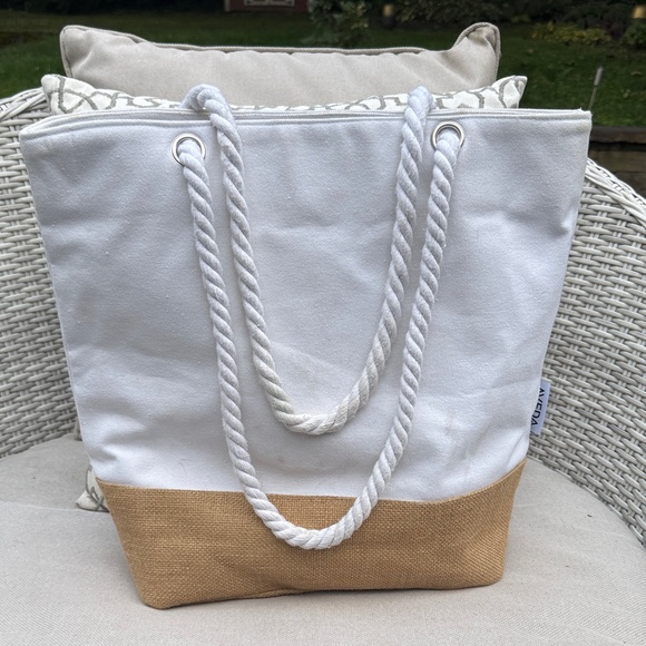 AVEDA Handbags - AVEDA White and Tan Tote Bag